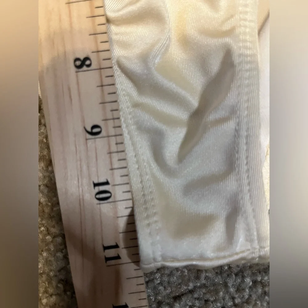 Pretty Little Thing Cream Hammered Trim High Waist Bikini Bottom size 4